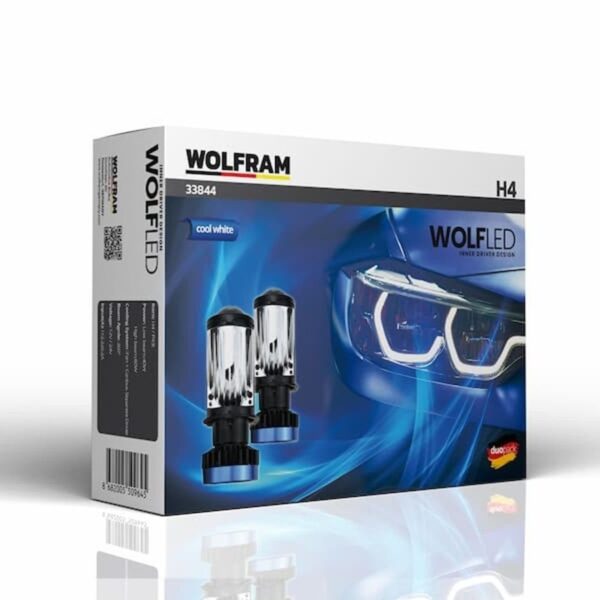 Wolfram Wolf Serisi Mercekli H4 Led Far Ampul Takımı