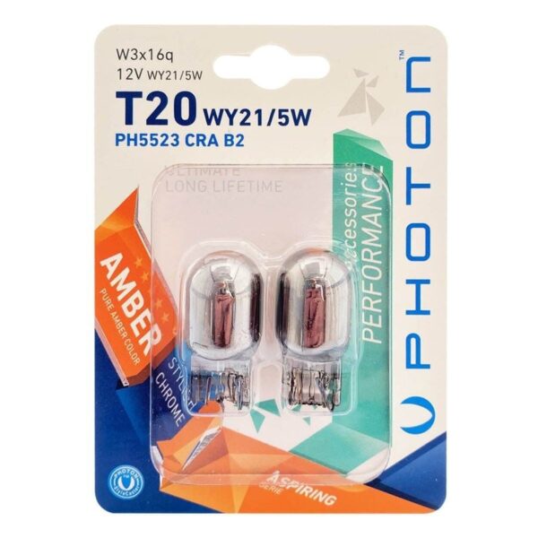 Photon T20 Chrome 21/5W 1016 12V Dipsiz Amber Ampul