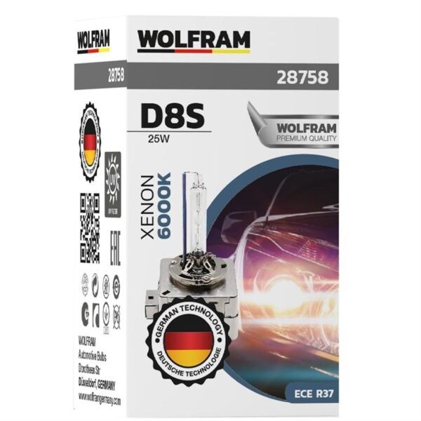 Wolfram D8S Xenarc 6000K Ultraviolet +%30 Beyaz Işık