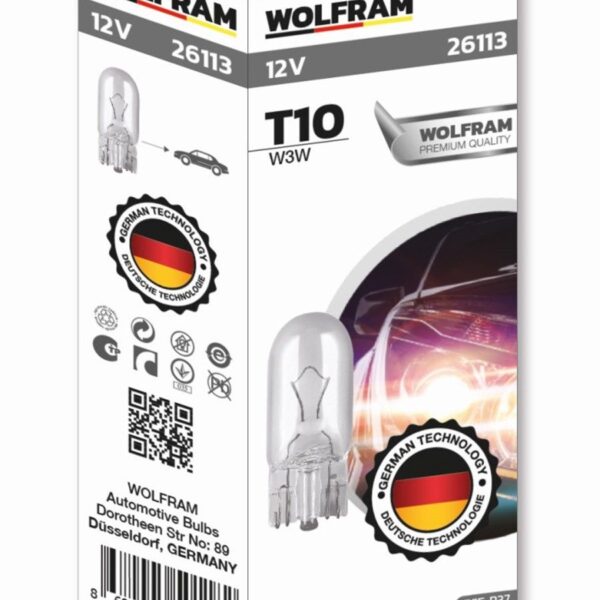 Wolfram T10 W3W Orta Dipsiz Ampul